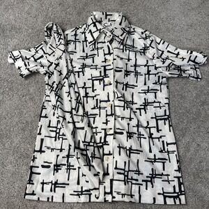 Vintage Sodi Women's 10 Button Up Short Sleeve Blouse with Neck Tie